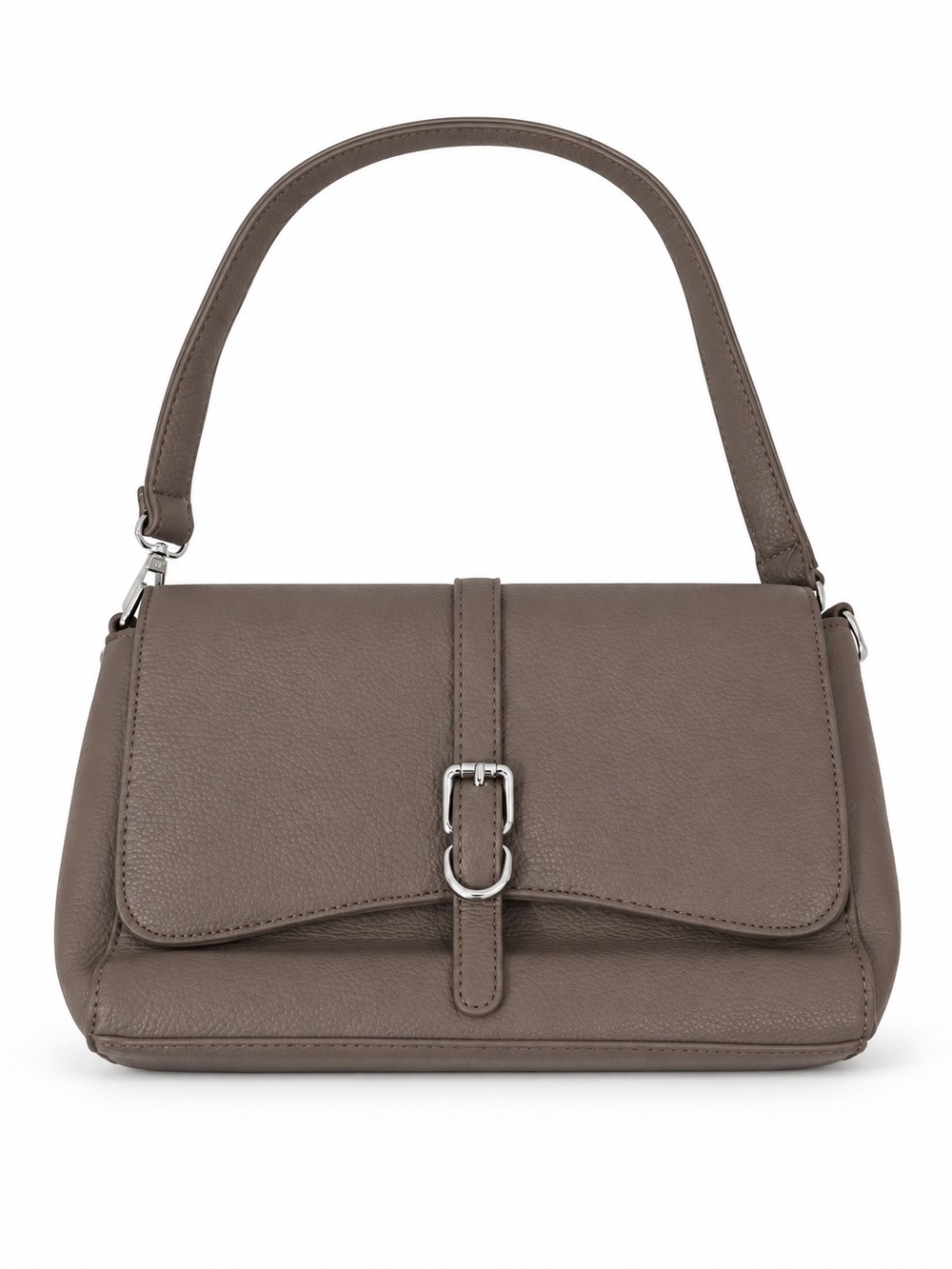 Classic Taupe Leather Shoulder Bag - Women Bags